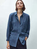 Chicdear England Fashion Simple With Pocket Boyfriend Cotton Blouse Women Blusas Mujer De Moda 2023 Casual Shirt Women Tops