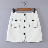 Chicdear Women's Suit Fashion Office Long Sleeve Single-Breasted Pocket Blazers Coat +High Waist Mini Skirt 2 Piece Set Clothing