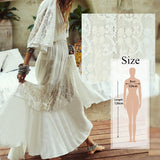 CHICDEAR 2023 Boho Deep V Neck Hollow Out Long Dress Women Plus Size Summer Beach Tunic White Sexy A Line Long Dress Vestidos Q274