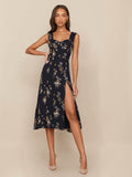 Chicdear Spring Summer Women Dress Floral Print Spaghetti Straps V Neck Backless Sexy Beach Boho Long Dress With Ruffles Mujer