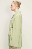 Chicdear Women's Autumn Fashion Grass Green Blazer Ladies Chic Buttoned Top Retro Long Sleeve Lapel Casual Jacket