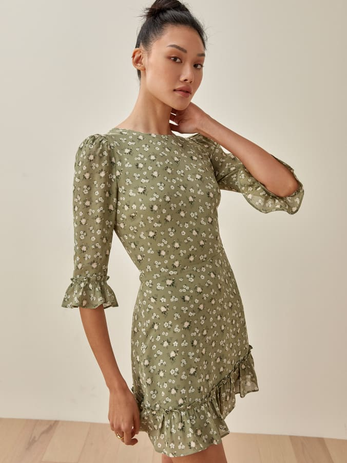 Chicdear New Casual Summer Dress Women French Vintage Floral O Neck Short Sleeve Mini Dress Woman Elegant Ruffle Dress