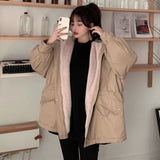 CHICDEAR 2023 New Women's Winter Plus Velvet Coat Korean Hoodlie Tooling Cotton Parkas Jacket Women Loose Thicken Warm Overcoat