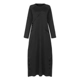 CHICDEAR 2023 Winter Fleece Sweatshirt Dress Women Vintage Long Sleeve Maxi Dresses Casual Baggy Kaftan Button Long Vestidos Robe