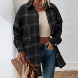CHICDEAR 2023 Spring Checked Shirts Fashion Casual Pocket Women Long Overshirts Long Sleeve Elegant Plaid Buttons Tops Blusa
