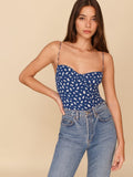 Chicdear France Adjustable Spaghetti Straps Chiffon Women Crop Top Chic Leopard Navy Blue Camis Sexy Tank Top