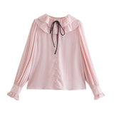 Chicdear New Fashion Pink Chiffon Women Shirts Spring Casual Long Sleeve Women Blouse Tops Female Korean Clothing