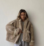 Chicdear Winter Coat Women Faux Fur Coat Fashion Lapel Thick Loose Zipper Women's Jacket Causal Female Coat