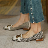 Chicdear Fall Outfit Low Heel Pumps Casual Women's Shoes 2023 Autumn Vintage Plaid Tassel Ladies Shoes Slip-On Loafers Female Flat Single Shoes