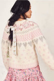 Chicdear Patchwork Cardigan Christmas Sweater Women Open-Knit Long Sleeves Loveshackfancy Women's Deena Stripe Alpaca Blended Sweaters