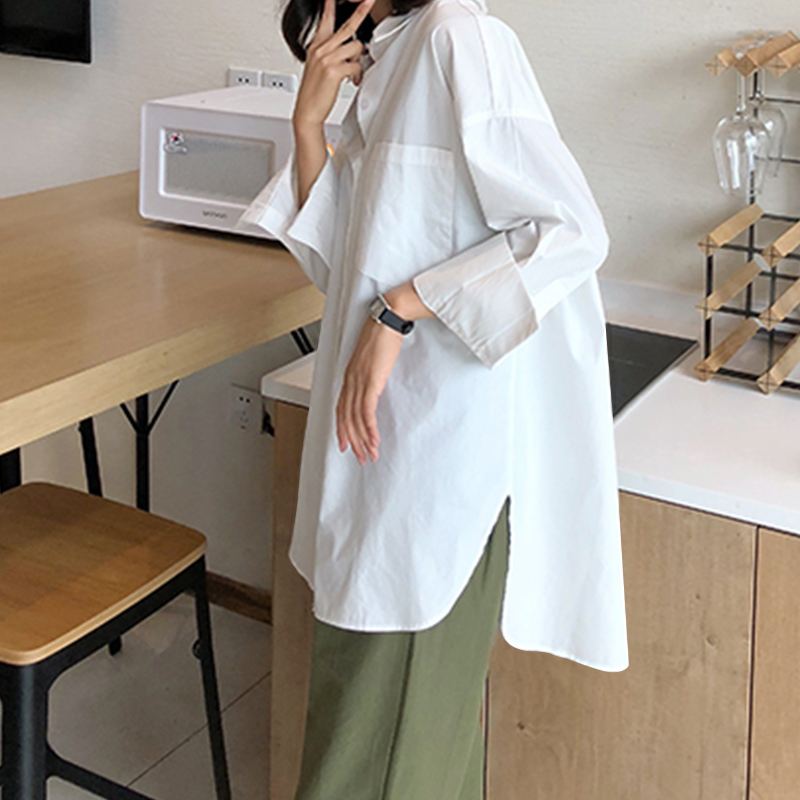 CHICDEAR Autumn Women Stylish Tops Blouses Lapel Long Sleeve Buttons Casual Solid Asymmetrical Ladies Shirts Elegant Party Blusas