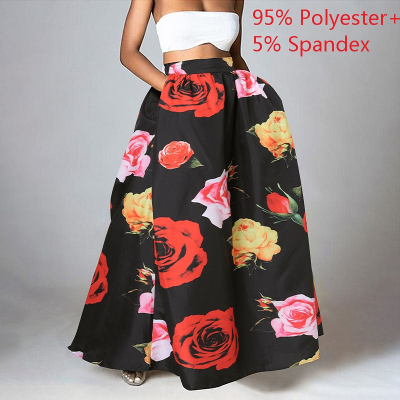 CHICDEAR Bohemian High Waist Maxi Skirts Women Floral Printed Elegant A-Line Skirt 2023 Fashion Casual Loose Vintage Party Skirts