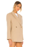 Chicdear 2023 Autumn Plain Solid Color Khaki Oversize Blazer Boyfriend Vintage Free Style Women Loose Mid Long Suit CHIC Fashion Coat