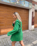 Chicdear Women Fashion Loose Blazer Mujer Double Pockets Single Breasted Chic Suit Jacket Ladies Green Streetwear Outerwear