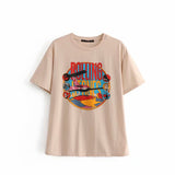 Chicdear Vintage Beige Rolling Stones Summer Tshirt Rock Cartoon O Neck Cotton T-Shirt Girls Streetwear Designer Style New Arrivals 2023
