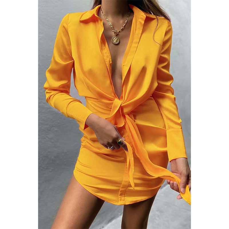 Chicdear Special Interest Design Mini Dress Summer Long Sleeves Women Irregularity Pleated Vocation Style Sexy Loose White Shirtdress