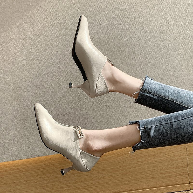CHICDEAR Women Pumps Ankle Ladies Zipper Sexy 2023 New Shoes Women Sandals High Heels Loafers Slippers Wedding Women Luxury Zapatos Mujer