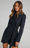 Chicdear Streetwear Lace Up Wrapped Blazer Long Sleeve Blazer Coat Women Autumn Female Turndown Collar Black Blazer New
