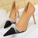 Chicdear -  Shoes Pearl Bowknot Women Pumps Luxurious High Heels Fashion Party Shoes Women Heels Stiletto Ladies Shoes Plus Size 43