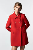 Chicdear Red Coat Women Buttoned Long Coats Woman Winter Korean Fashion Long Sleeve Overcoat Female Collared Coat Ladies