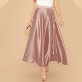 CHICDEAR Elegant High Waist Satin Skirts 2023 Fashion Women's Party Maxi Skirt Casual Solid Color Loose A-Line Skirt Streetwear