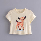 Chicdear Spring Summer Girls Cotton Cute T-Shirt Cartoon Casual O-Neck Simple Tees Tops New Arrivals 2023