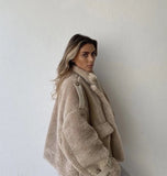 Chicdear Winter Coat Women Faux Fur Coat Fashion Lapel Thick Loose Zipper Women's Jacket Causal Female Coat