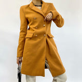 Chicdear Women's 2023 Autumn And Winter New Fashion All-Match Slim Coat Retro Double-Breasted Mid-Length  Coat