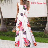 CHICDEAR Bohemian Summer Dress Women Leopard Print Long Robe 2023 Holiday Sleeveless Tank Dress