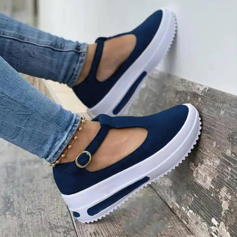 CHICDEAR 2023 Women Shoes New Summer Sandals Thick Bottom Platform Flat Shoes Ladies Wedges Sandals Buckle Strap Casual Female Footwear