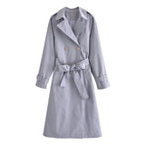 Chicdear Elegant Lapel Double Breasted Long Women Trench Coats 2023 Autumn Winter Overcoat Full Sleeve Belted Ladies Windbreaker