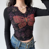 Chicdear - Y2K Butterfly Print Top ~ HANDMADE