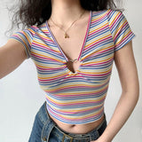 Chicdear - Rainbow Heart Ring Top ~ HANDMADE