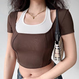 Chicdear - Bias Cutout Crop Top