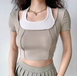 Chicdear - Bias Cutout Crop Top