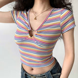 Chicdear - Rainbow Heart Ring Top ~ HANDMADE