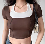 Chicdear - Bias Cutout Crop Top