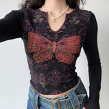 Chicdear - Y2K Butterfly Print Top ~ HANDMADE