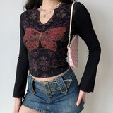 Chicdear - Y2K Butterfly Print Top ~ HANDMADE