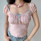 Chicdear - Pretty In Pink Lace Top ~ HANDMADE