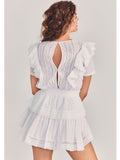 Chicdear Summer Women Dress White Short Sleeves Summer Boho Ruffles Slim Beach Cotton Embroidery Summer Black Mini Dress