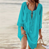 CHICDEAR 2023 Sexy Boho Summer Beach Dress Women Beachwear Cotton Tunic Plus Size Clothing Loose Woman Clothes Club Party Dress Q71
