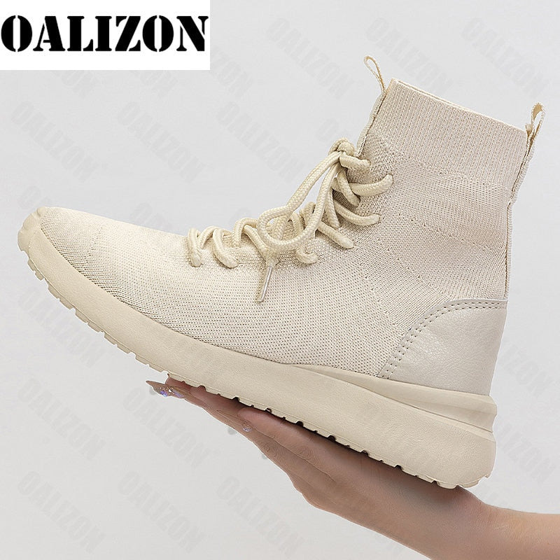 CHICDEAR Chelsea Sock Boots Women Sneakers Sport Winter Shoes Knitting Ankle Boots 2023 New Casaul Flats Shoes Loafers Motorcycle Boots