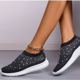 CHICDEAR Flats Sports Shoes Sneakers 2023 New Spring Summer Designer Crystal Mesh Casual Cozy Loafers Running Breathable Vulcanized Shoes