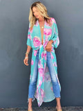 CHICDEAR Bohemian Print Tunic Long Kimono Plus Size Beach Wear 2023 Summer Clothing For Women Tops And Blouses Shirts A1013