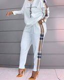 CHICDEAR Women 2023 Spring Autumn Pant Suits Color Matching Sweatshirt + Pant Lounge Home Women Set