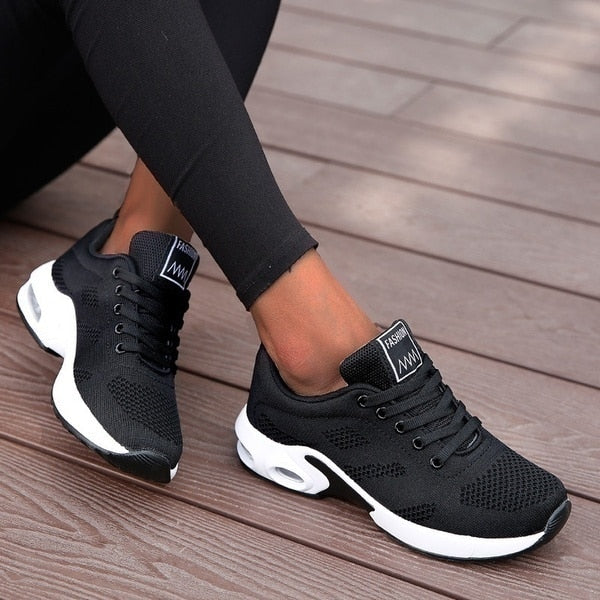 CHICDEAR Shoes For Women Sneakers Breathable Comfortable Light Sports Running Shoes Mesh White Wedges Casual Vulcanize Shoes Chunky
