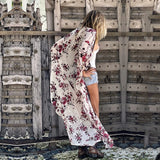 CHICDEAR Bohemian Print Tunic Long Kimono Plus Size Beach Wear 2023 Summer Clothing For Women Tops And Blouses Shirts A1013