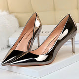 Chicdear -  Shoes 2023 Kitten Heels Women Pumps Patent Leather Stiletto Heels Women Wedding Shoes Female Pumps Plus Size 43
