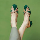 CHICDEAR 2024 Summer Women Sandals Round Toe Cover Heel Gladiator Shoes Women Sheep Suede Women Shoes Vintage Cutout Flat Roman Sandals